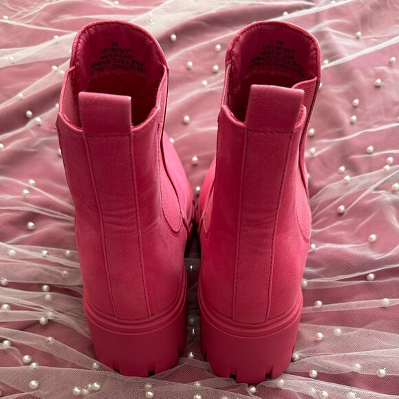 MIA Hot Pink Chelsea Platform Lug Boots Size 6 - Picture 6 of 10